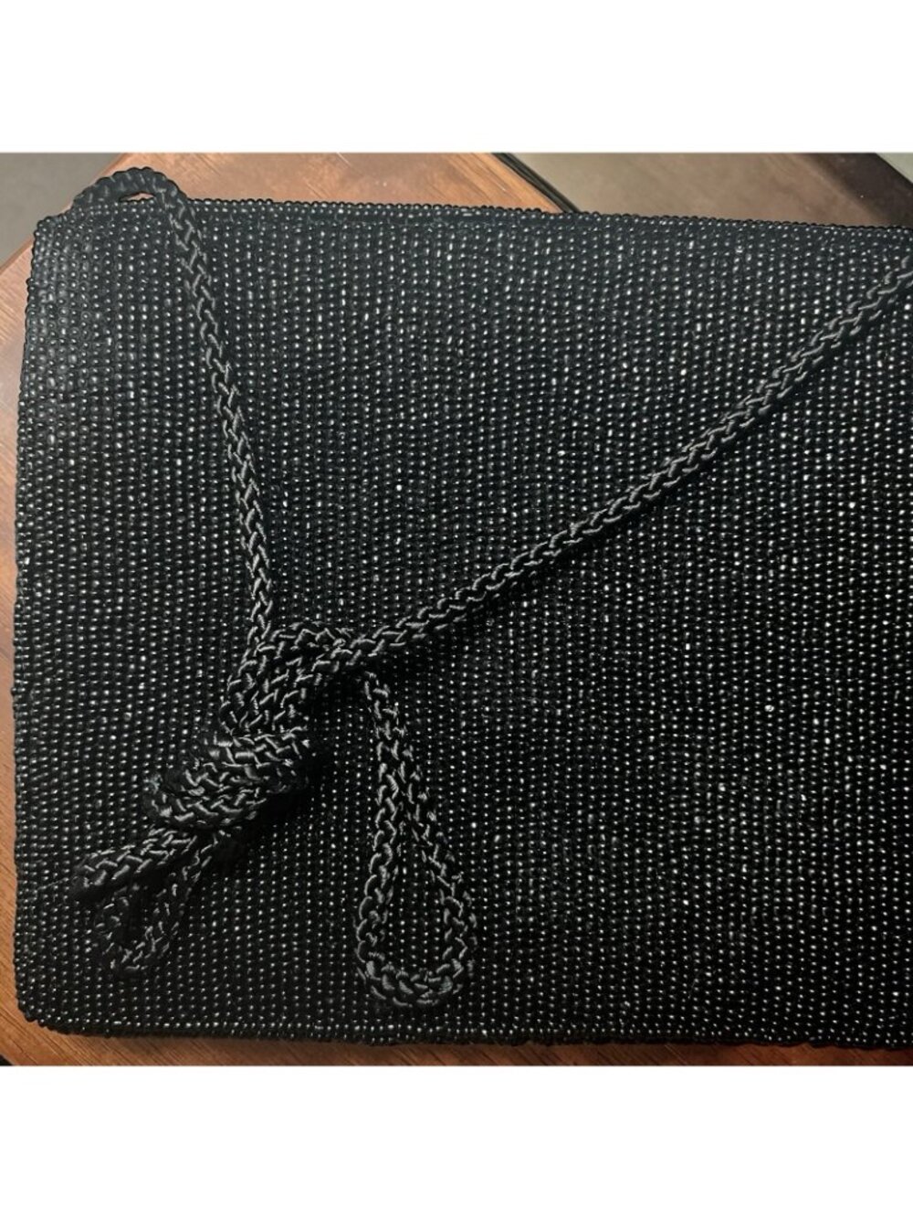 Partners Beaded Glass Acrylic Style Evening Clutch Floral Purse Rich Black - Picture 5 of 9